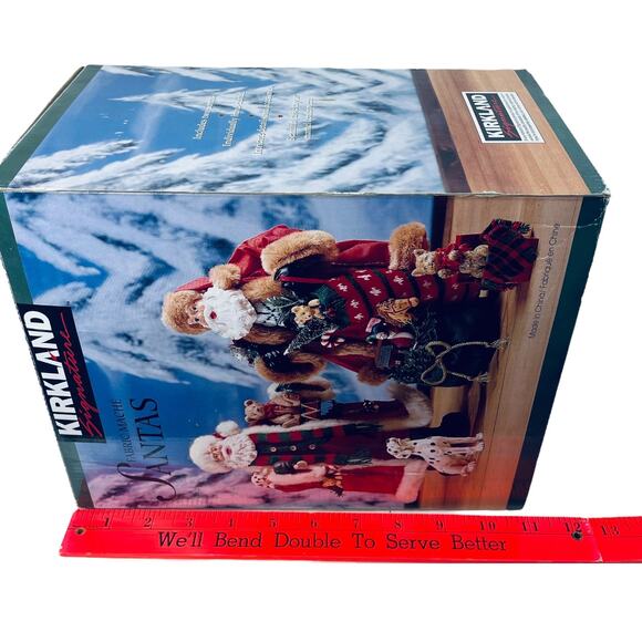 NEW Set 2 Fabric Mache SANTA CLAUS Figurines 4pc Dalmatian Dog Cat Holiday Decor - Picture 9 of 11